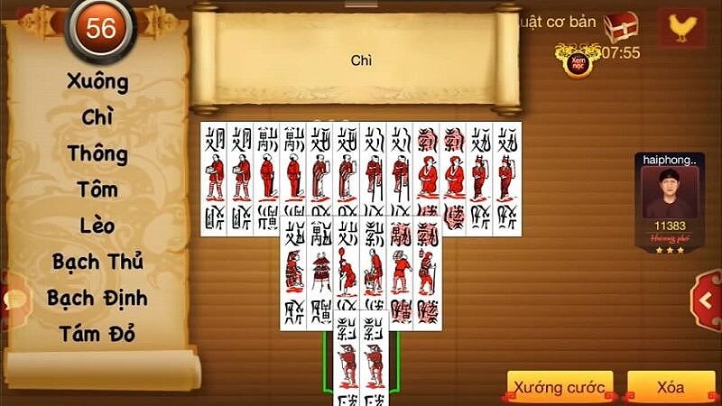 Hình ảnh mô tả cách chia bài trong chơi Chắn.